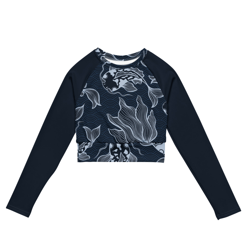 Koi Pond Long-Sleeve Crop Swim Top